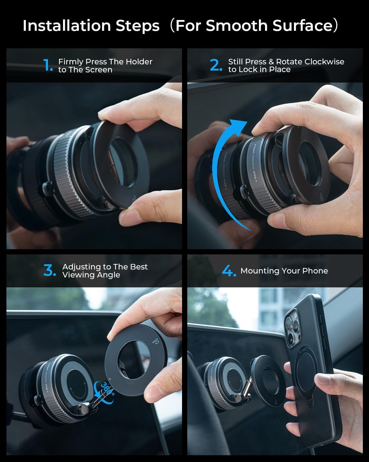 Aeonrix MagSafe Magnetic Car Phone Holder – 360° Rotatable Suction Cup Mount for iPhone