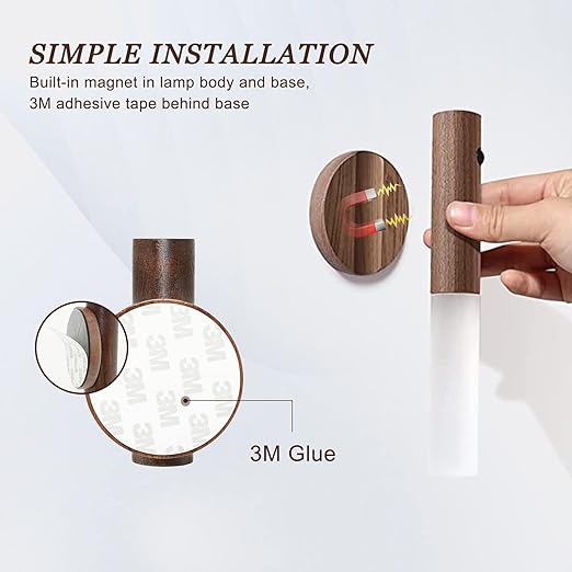 Aeonrix Glass & Wood Motion Sensor LED Night Light