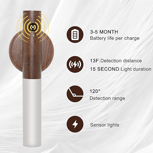 Aeonrix Glass & Wood Motion Sensor LED Night Light