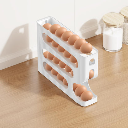 Aeonrix 4-Tier Auto-Rolling Egg Holder Fridge Organiser – Holds 30 Eggs