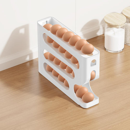 Aeonrix 4-Tier Auto-Rolling Egg Holder Fridge Organiser – Holds 30 Eggs