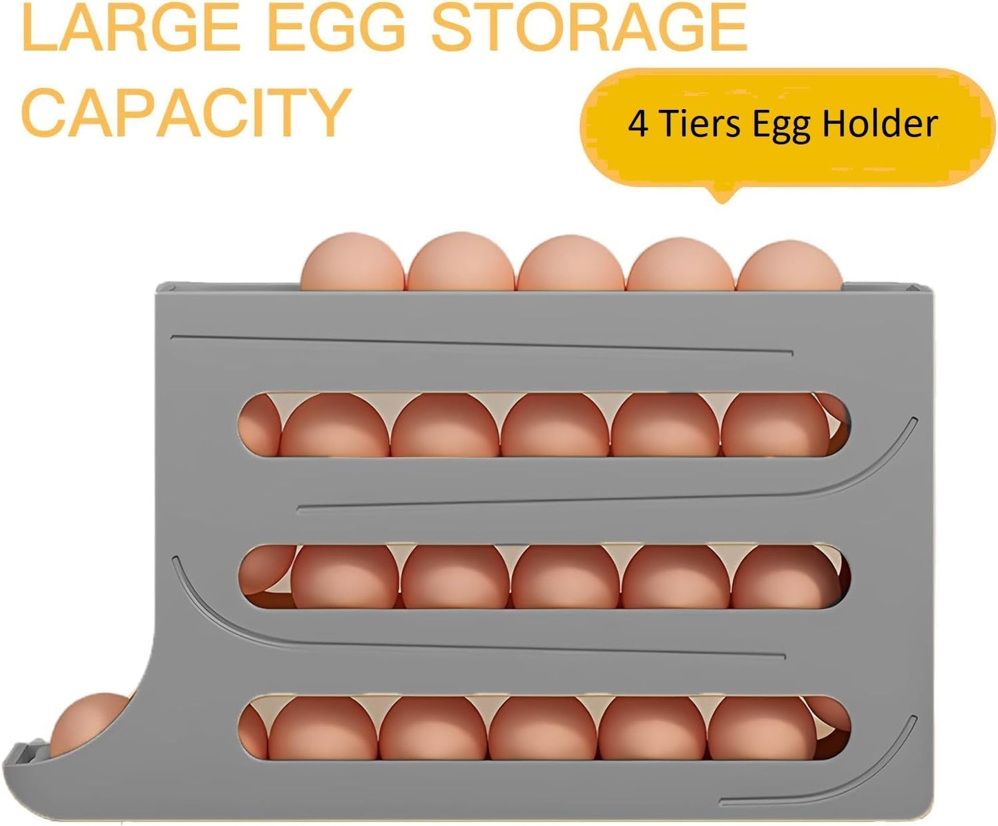 Aeonrix 4-Tier Auto-Rolling Egg Holder Fridge Organiser – Holds 30 Eggs