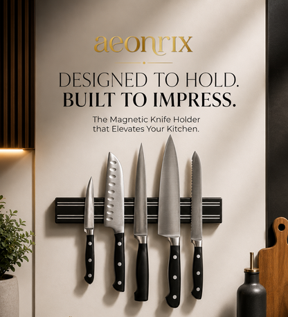 Aeonrix Magnetic Knife Holder – Wall Mounted, Space Saving Kitchen Organiser