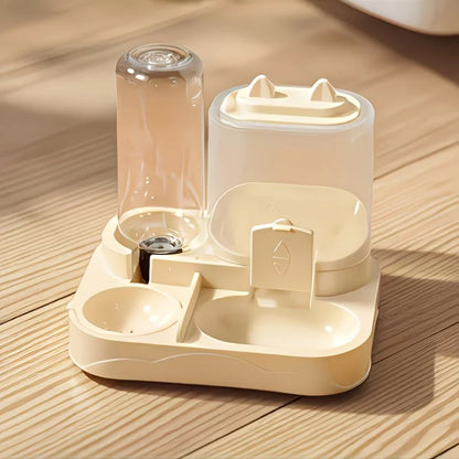 2-in-1 Large Pet Feeder & Water Dispenser, Dry Wet Separation, Durable Plastic, Transparent, No Battery, For Cats Dogs Travel