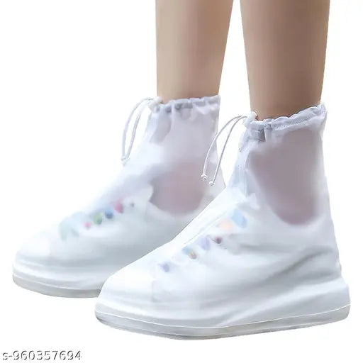 Aeonrix Waterproof Rain Shoe Covers - white silicone