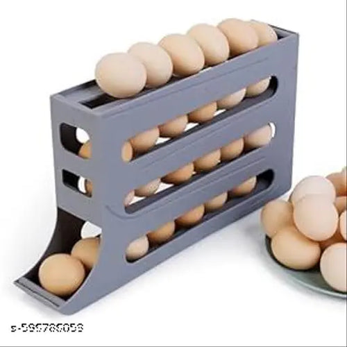 4-Tier Rolling Egg Holder Grey front