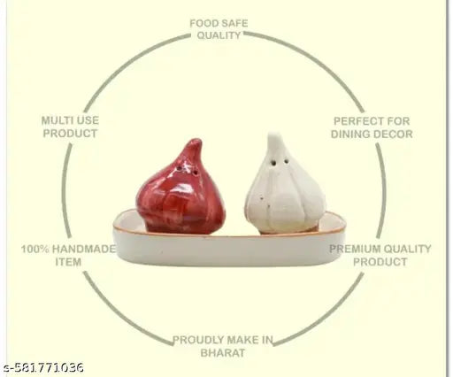 Ceramic salt pepper shaker close up